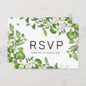 Boho Limone weiße Blumengrün Hochzeit RSVP-Karte RSVP Karte (Vorne/Hinten)