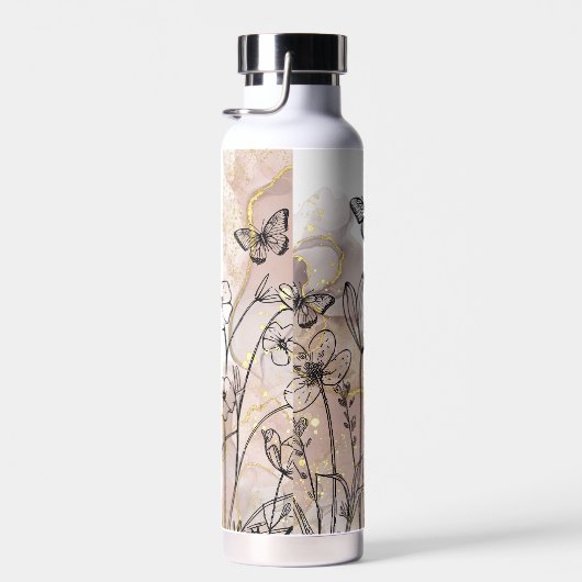 Boho Line Art Blume Trinkflasche (Rechts)