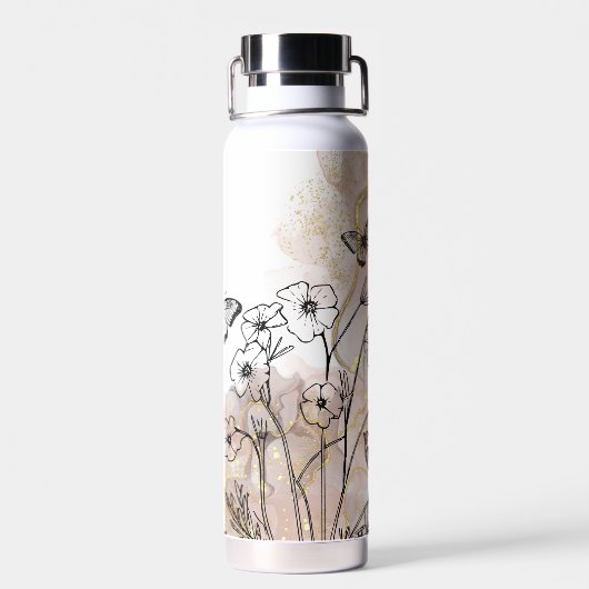 Boho Line Art Blume Trinkflasche (Rückseite)