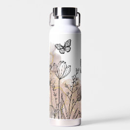 Boho Line Art Blume Trinkflasche