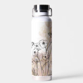 Boho Line Art Blume Trinkflasche (Rückseite)