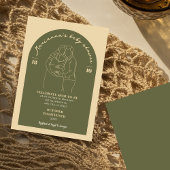 Boho Line Green Art Baby Dusche Minimalistisch Einladung