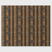 Boho Linear Mudcloth | Holzkohle & Bernstein Geschenkpapier (Flach)