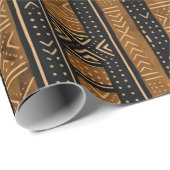 Boho Linear Mudcloth | Holzkohle & Bernstein Geschenkpapier (Rolleneckpunkt)