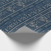 Boho Linear Mudcloth | Klassisches Indigo Geschenkpapier (Ecke)