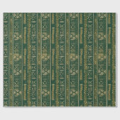 Boho Linear Mudcloth | Waldmoos Geschenkpapier (Flach)
