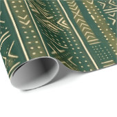 Boho Linear Mudcloth | Waldmoos Geschenkpapier (Rolleneckpunkt)