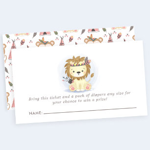 Boho Lion Tribal Babydusche Windelwanne Raffle Begleitkarte