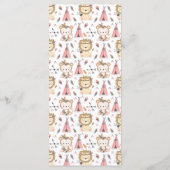 Boho Lion Tribal Watercolor Babydusche Menükarte (Rückseite)