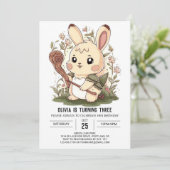 Boho Little Bunny Digital Geburtstag Einladung (Stehend Vorderseite)