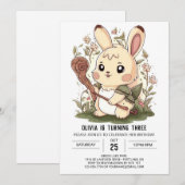 Boho Little Bunny Digital Geburtstag Einladung (Vorne/Hinten)