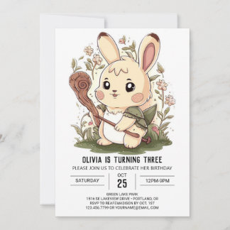 Boho Little Bunny Digital Geburtstag Einladung