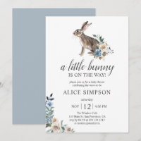 Boho Little Bunny Dust Blue Flowers Babydusche in