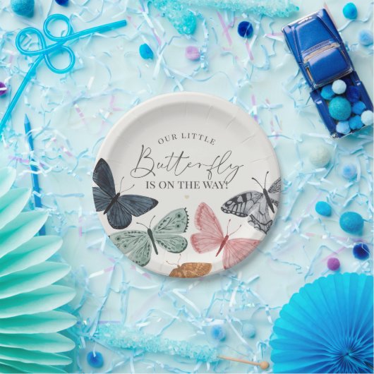 Boho Little Butterfly Baby Duschgeschirr Pappteller (Party)