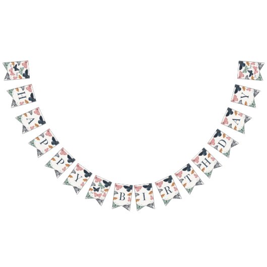 Boho Little Butterfly Happy Birthday Wimpelkette (Alle)