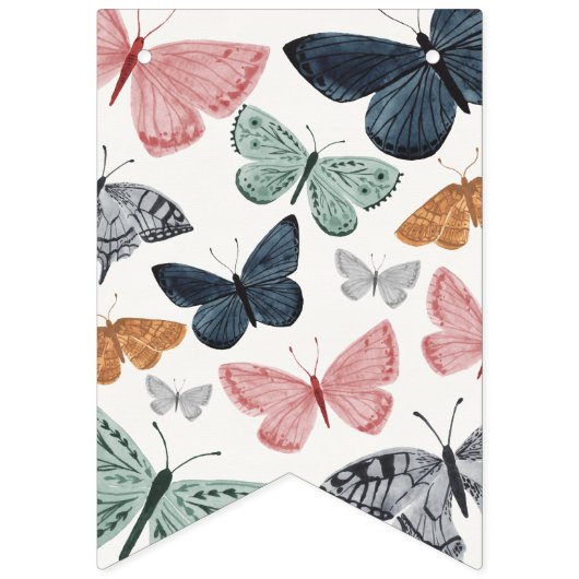 Boho Little Butterfly Happy Birthday Wimpelkette (Erste Fahne)