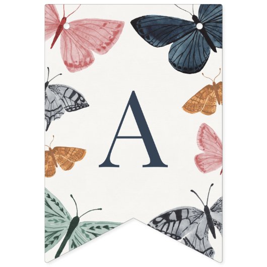 Boho Little Butterfly Happy Birthday Wimpelkette (Dritte Fahne)