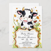 Boho Little Colorful Cow Baby Dusche Einladung (Vorne/Hinten)