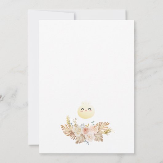 Boho Little Dumpling Kinderdusche Einladung (Rückseite)