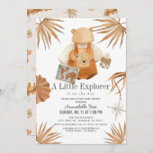 Boho Little Explorer Gender-neutrale Baby-Dusche Einladung (Vorne/Hinten)