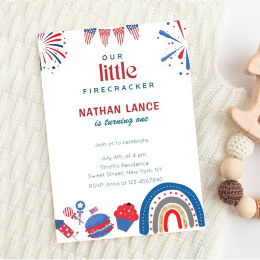 Boho Little Firecracker 4. Juli Geburtstag Einladung