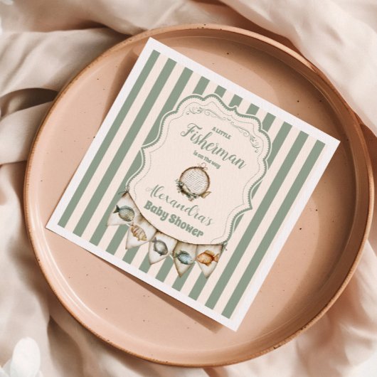 Boho Little Fisherman Fishing Baby Shower Serviette