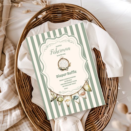 Boho Little Fisherman Fishing Diapper Raffle Begleitkarte