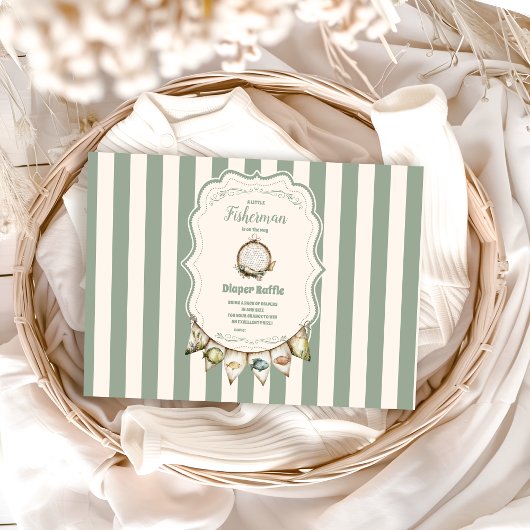 Boho Little Fisherman Fishing Diapper Raffle Begleitkarte