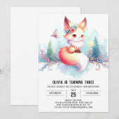 Boho Little Fox Birthday digital Einladung (Vorne/Hinten)