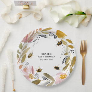 Boho Little Honey Bee Baby Shower Pappteller