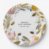 Boho Little Honey Bee Baby Shower Pappteller (Vorderseite)