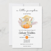 Boho Little Lamb Pumpkin Watercolor Babydusche Einladung (Vorderseite)