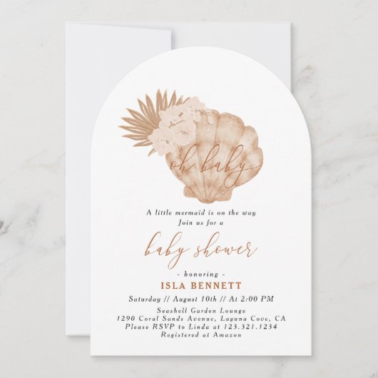 Boho Little Mermaid ist auf dem Weg zur Babydusche Einladung (Vorderseite)