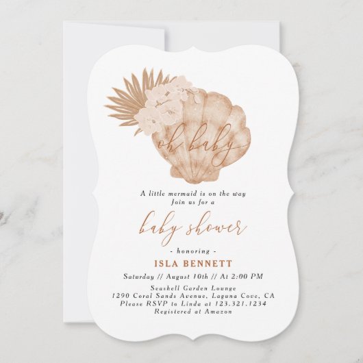 Boho Little Mermaid ist auf dem Weg zur Babydusche Einladung (Vorderseite)