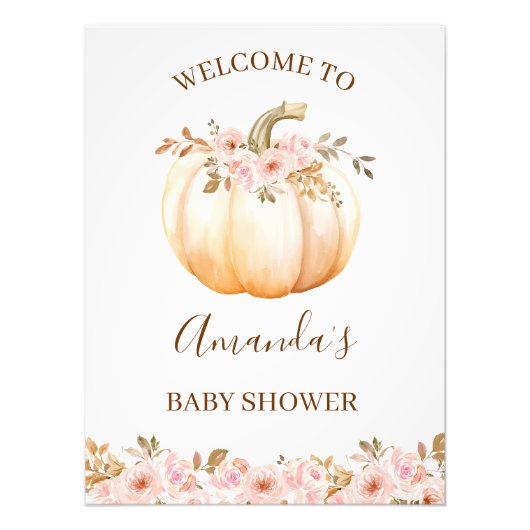 Boho Little Pumpkin Baby Dusche Begrüßungszeichen Fotodruck (Vorne)