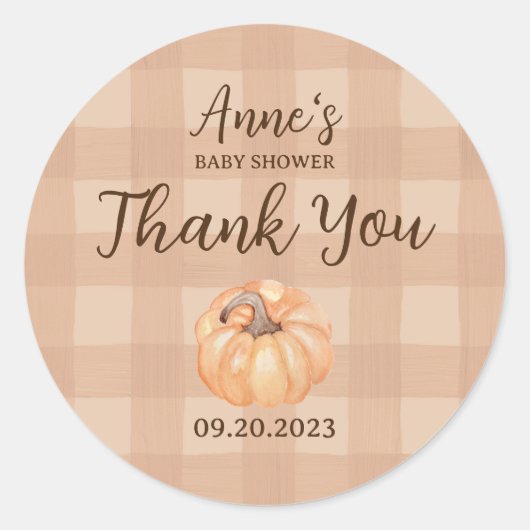 Boho Little Pumpkin Baby Shower Danke Runder Aufkleber (Vorderseite)
