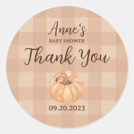Boho Little Pumpkin Baby Shower Danke Runder Aufkleber