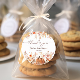Boho Little Pumpkin Fall Wildblumen Danke Runder Aufkleber