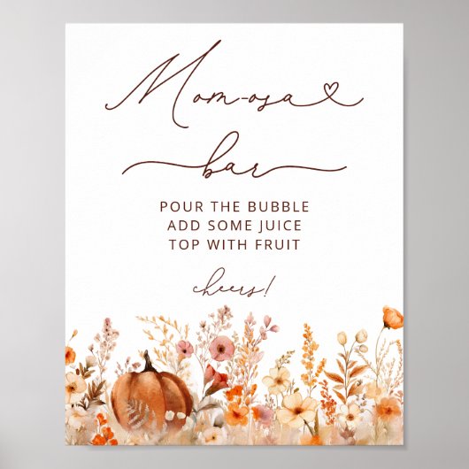 Boho Little Pumpkin Fall Wildblumen Momosa Bar Poster (Vorne)