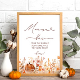 Boho Little Pumpkin Fall Wildblumen Momosa Bar Poster