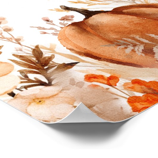 Boho Little Pumpkin Fall Wildblumen Willkommen Poster (Ecke)