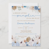 Boho Little Pumpkin Invite, Fall Baby Boy Dusche Einladung (Vorderseite)