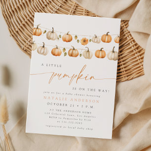 Boho Little Pumpkin Wäscheleine Herbst-Baby-Party Einladung