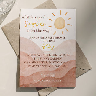 Boho Little Ray of Sunshine Baby Shower Einladung