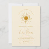 Boho Little Ray of Sunshine | Beige Babydusche Einladung (Vorderseite)