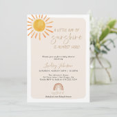 Boho Little Ray of Sunshine Rainbow Baby Shower Einladung (Stehend Vorderseite)