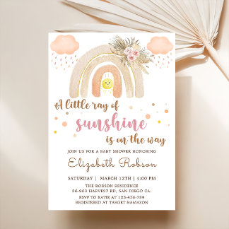 Boho Little Ray of Sunshine Rainbow Baby Shower Einladung