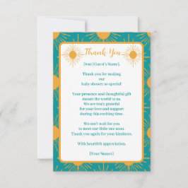 Boho Little Ray von Sun Turquoise Baby Shower Dankeskarte