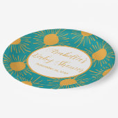Boho Little Ray von Sun Turquoise Baby Shower Pappteller (Schrägansicht)