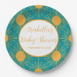 Boho Little Ray von Sun Turquoise Baby Shower Pappteller